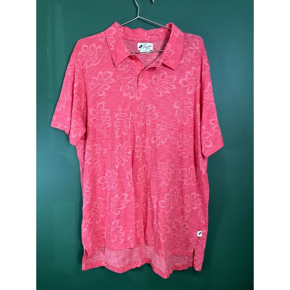 Trunks Surf & Swim Co. - Men's Pink Floral Print Short Sleeve Polo - Size L